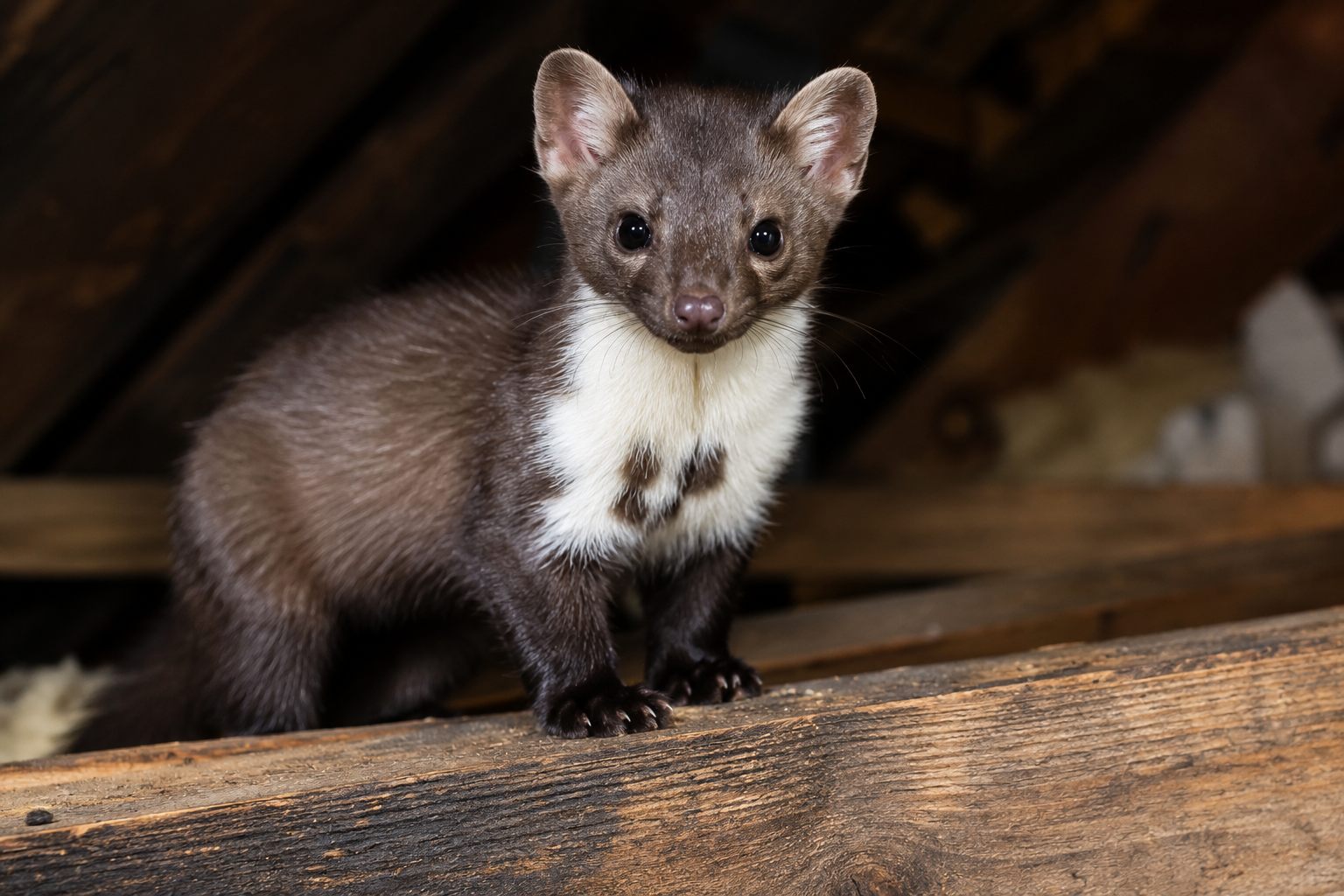Fouine dans des combles, identification du nuisible